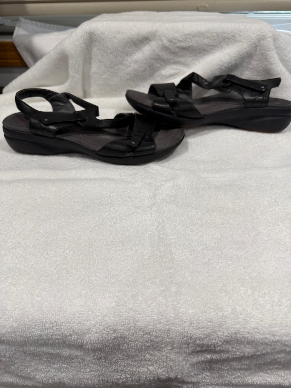 Dansko Black Leather Slide Sandals with Purple Floral Insole - Picture 2 of 4